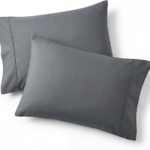 Pillow Cases Queen Set of 2 - Dark Grey Double Brushed Microfiber Pillowcases 2 Pack, Super Soft Cooling
